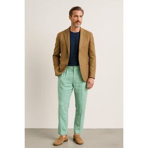 Van Gils Green Casual Cool Modern Fit Linen Pants  Mens Size 54